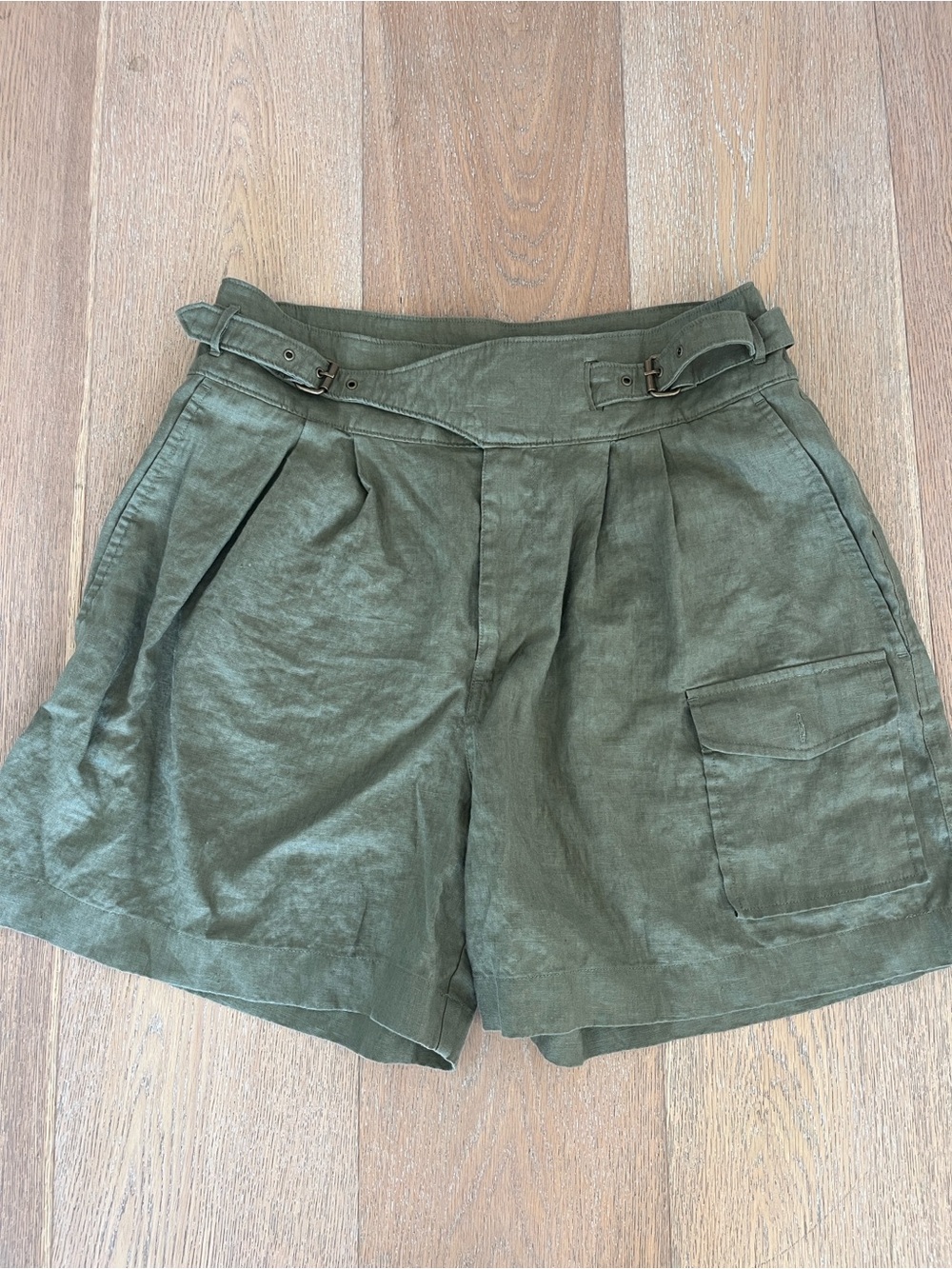 Lauren Ralph Lauren Olive Green Linen Shorts